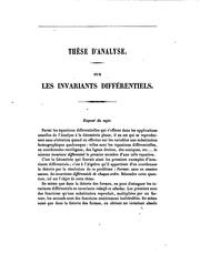 Cover of: Sur les invariants différentiels