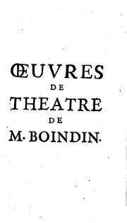 Cover of: Œuvres de théatre de M. Boindin
