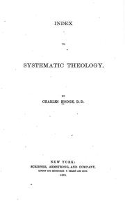 Cover of: Systematic Theology: Index