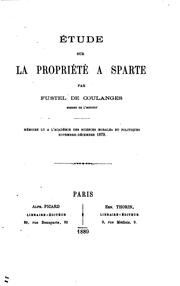 Cover of: Étude sur la propriété a Sparte by Numa Fustel de Coulanges