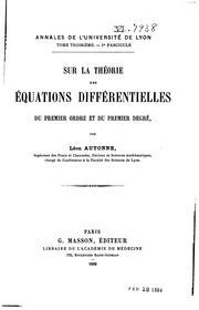 Cover of: Sur la théorie des équations différentielles du premier ordre et du premier ...