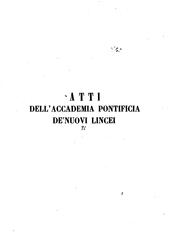 Cover of: Atti della Accademia pontificia de' nuovi Lincei