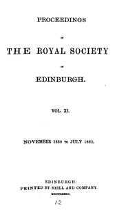 Cover of: Proceedings of The Royal Society of Edinburgh Vol. XL November 1880 to July 1882