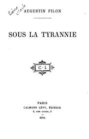 Cover of: Sous la tyrannie