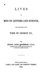 Cover of: Lives of Men of Letters and Science, who Flourished in the Time of George III. by 