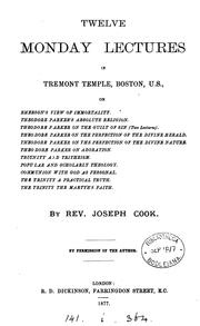 Cover of: Twelve Monday lectures in Tremont temple, Boston