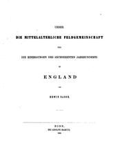 Cover of: Ueber die mittelalterliche Feldgemeinschaft und die Einhegungen des Sechszehnten Jahrhunderts in ...