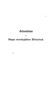 Cover of: Gesamtindex zu kluges Etymologischem Wörterbuch der deutschen Sprache