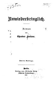 Cover of: Unwiederbringlich: Roman by Theodor Fontane