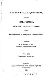 Cover of: Mathematical Questions with Their Solutions, from the "Educational Times"...