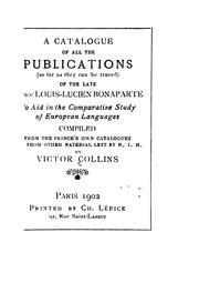 Cover of: A Catalogue of All the Publications (So Far as They Can be Traced) of the Late Prince Louis ... by Victor Collins