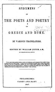 Cover of: Specimens of the Poets and Poetry of Greece and Rome
