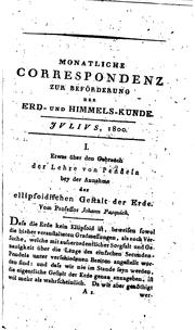 Monatliche Correspondenz zur Beförderung der Erd- und Himmels- Kunde