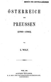 Cover of: Österreich und Preussen(1780-1790) by Gerson Wolf