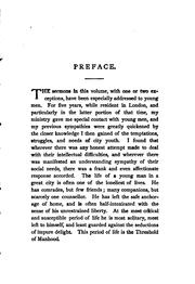 Cover of: The Threshold of Manhood by William James Dawson, William James Dawson