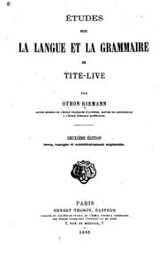 Études sur la langue et la grammaire de Tite-Live by Othon Riemann