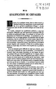 Cover of: De la qualifications de chevalier