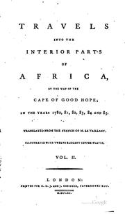 Cover of: Travels Into the Interior Parts of Africa, by the Way of the Cape of Good ...