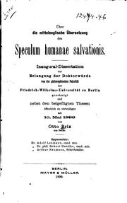 Cover of: Über die mittelenglische Übersetzung des Speculum Lumariae salvationis