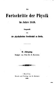 Cover of: Die Fortschritte der Physik by 