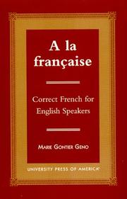 Cover of: A la française: correct French for English speakers