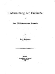 Cover of: Untersuchung der Thierreste aus den Pfahlbauten der Schweiz