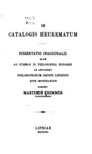 Cover of: De catalogis heurematum. ... by 