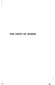Cover of: The Unity of Homer by John Adams Scott