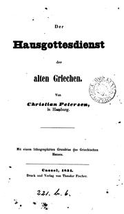 Cover of: Der Hausgottesdienst der alten Griechen by Christian P. Petersen