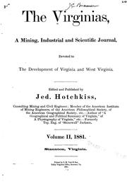 Cover of: The Virginias, a Mining, Industrial & Scientific Journal, Devoted to the Development of Virginia ... by Jedediah Hotchkiss