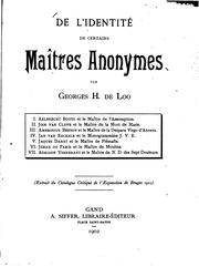 Cover of: De l'identité de certains maîtres anonymes by 