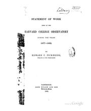 Cover of: Statement of Work Done at the Harvard College Observatory During the Years 1877-1882