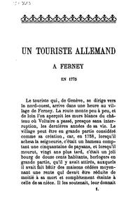 Cover of: Un touriste allemand à Ferney en 1775