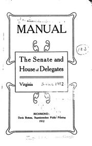 Cover of: Manual of the Senate and House of Delegates by 