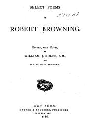 Cover of: Select Poems of Robert Browning by Robert Browning