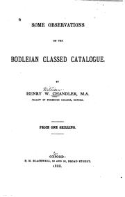 Cover of: Some Observations on the Bodleian Classed Catalogue