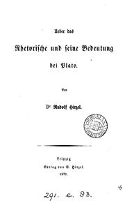 Cover of: Ueber das Rhetorische und seine Bedeutung bei Plato