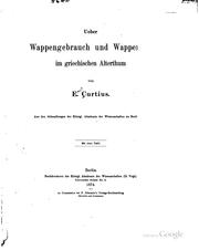 Cover of: Ueber Wappengebrauch und Wappenstil im griechischen Alterthum by Ernst Curtius