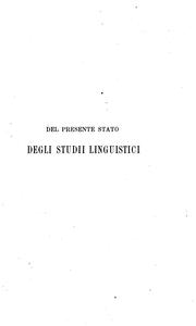 Cover of: Del presente stato degli studii linguistici