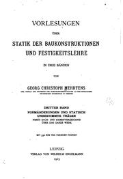 Cover of: Vorlesungen über Statik der Baukonstruktionen und Festigkeitslehre: In drei ...