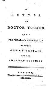 Cover of: A Letter to Doctor Tucker on His Proposal of a Separation Between Great ...