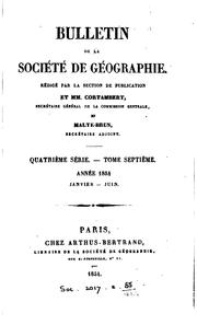 Cover of: Bulletin de la Société de géographie