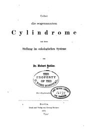 Cover of: Ueber die sogenannten Cylindrome