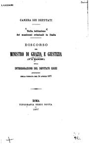 Cover of: Sulla istituzione dei manicomi criminali in Italia: discorso del Ministro di ... by Pasquale Stanislao Mancini