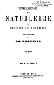 Cover of: Untersuchungen zur Naturlehre des Menschen und der Thiere
