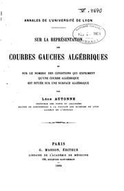 Cover of: Sur la representation des courbes gauches algebriques: et sur la nombre des ...