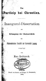 Das Particip bei Chrestien by Max Roitzsch