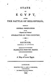 Cover of: State of Egypt, After the Battle of Heliopolis;: Preceded by General ...
