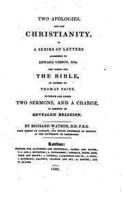 Cover of: Two Apologies, One for Christianity, in a Series of Letters Addressed to ...
