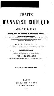 Cover of: Traité d'analyse chimique quantitative ...